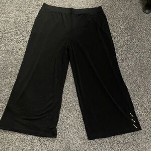 New Susan Graver Black Wide-Leg Pants With Pockets M